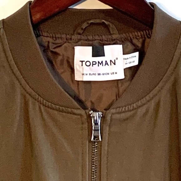 TOPMAN LIGHTWEIGHT MEN'S BOMBER JACKET, OLIVE/KHAKI, 100% COTTON, SIZE MED. NWOT - Picture 12 of 12